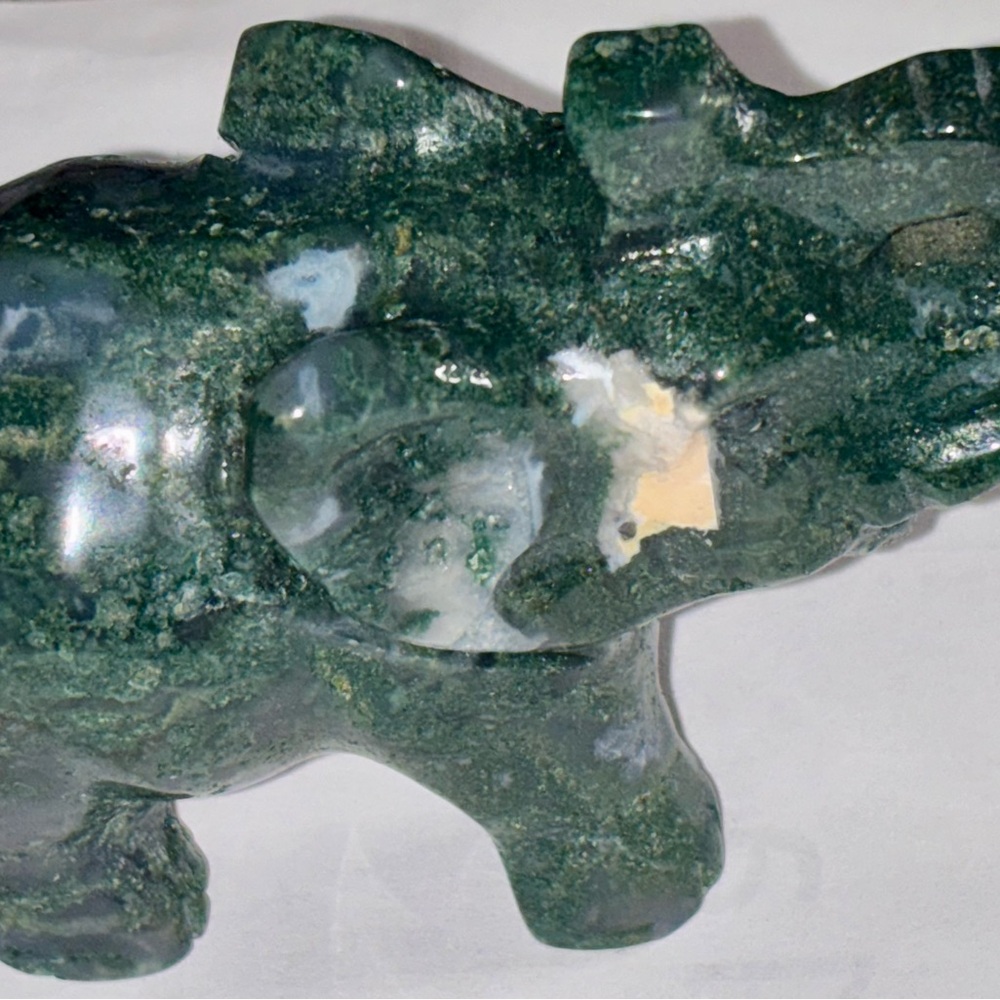 Green Moss Agate Elephant Figurine
